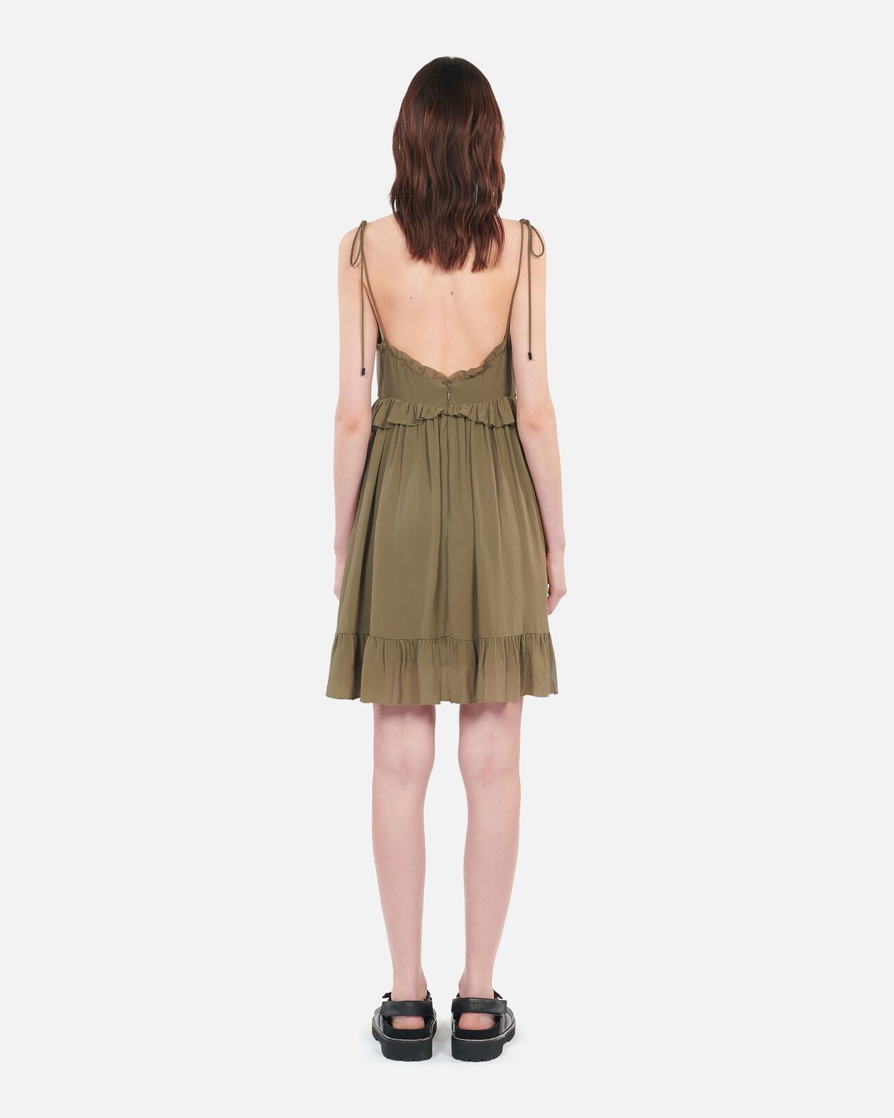 The Kooples WOMEN KAKI short khaki silk dress