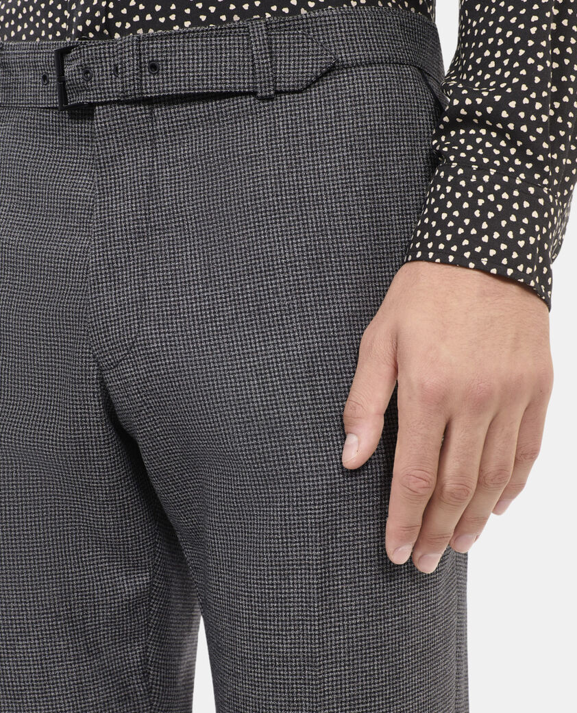 The Kooples HERREN BLACK GREY schwarz-weiße anzughose mit hahnentrittmuster