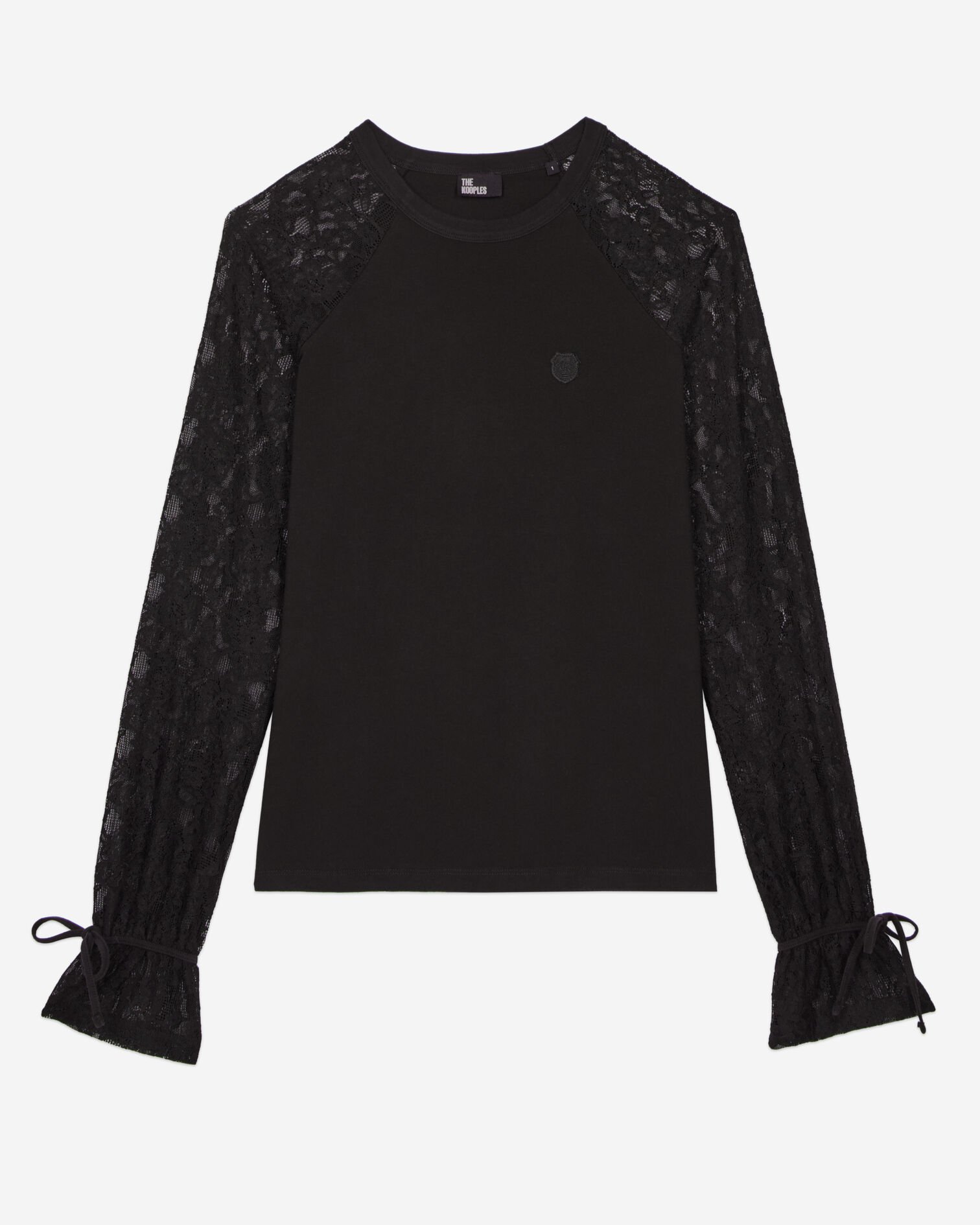 Langarmshirt aus Spitze schwarz, BLACK WASHED, hi-res image number null