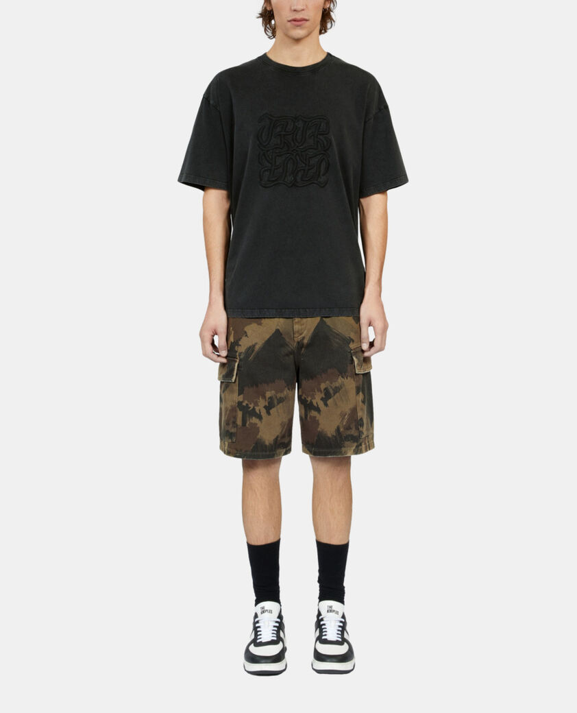 The Kooples H BLACK WASHED black t-shirt with logo embroidery