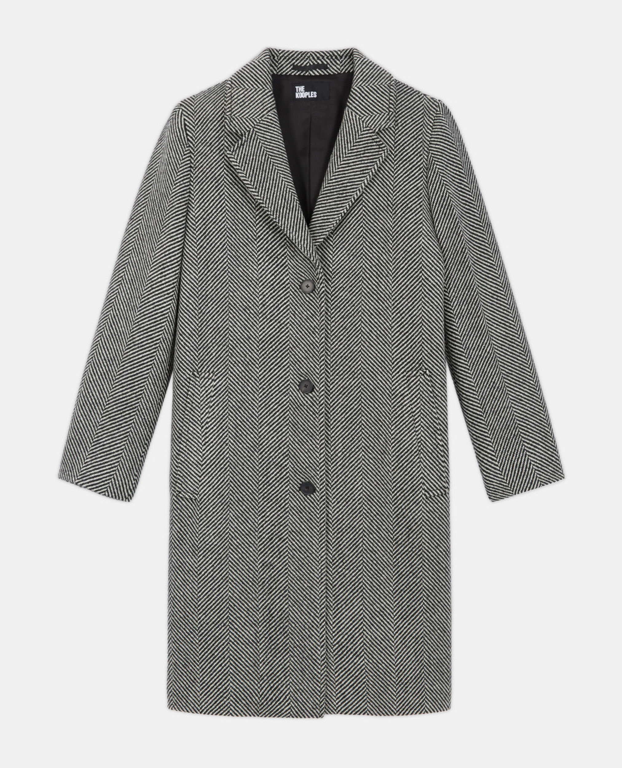 Wool coat with pattern, BLACK WHITE, hi-res image number null