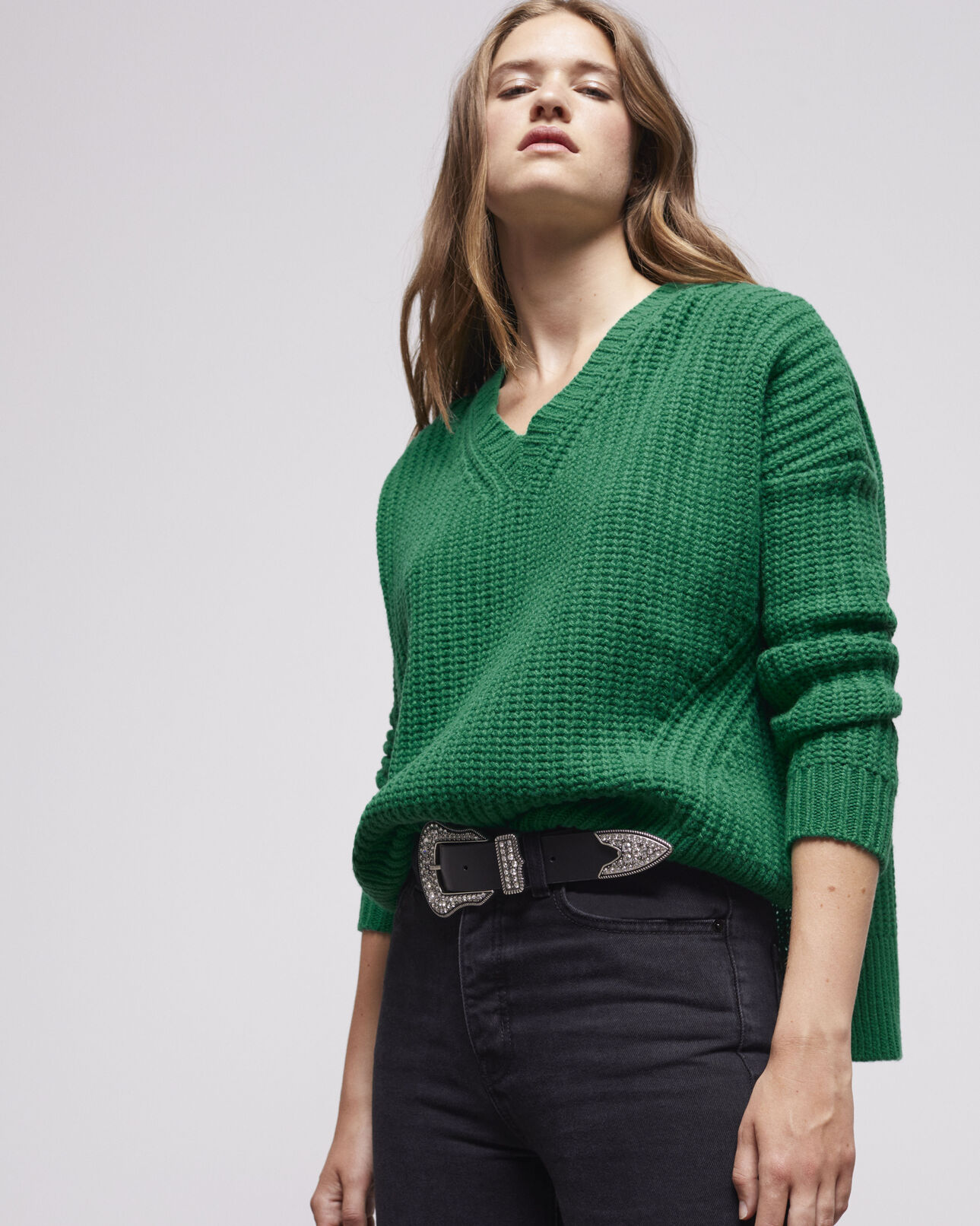 The Kooples FEMME BLACK ceinture en cuir noire boucle argentée