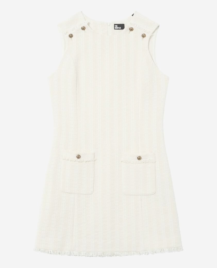 The Kooples WOMEN ECRU short sleeveless dress in ecru tweed