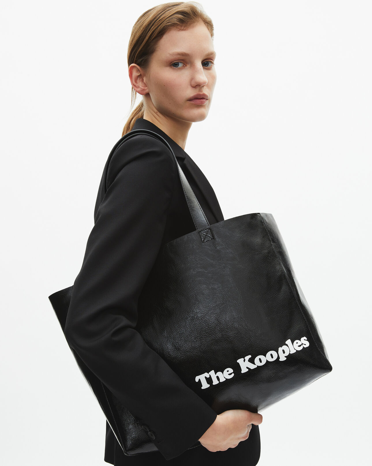 The Kooples FEMME BLACK sac cabas effet cuir noir