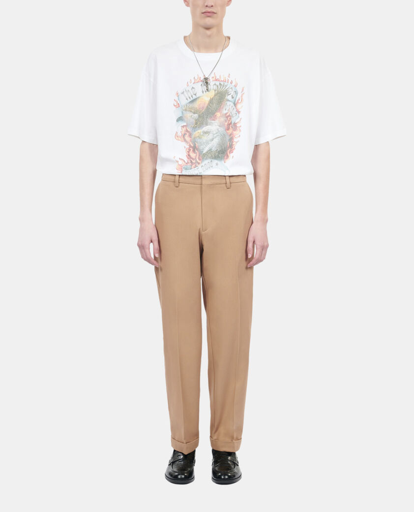 The Kooples HOMME CAMEL pantalon droit en coton camel