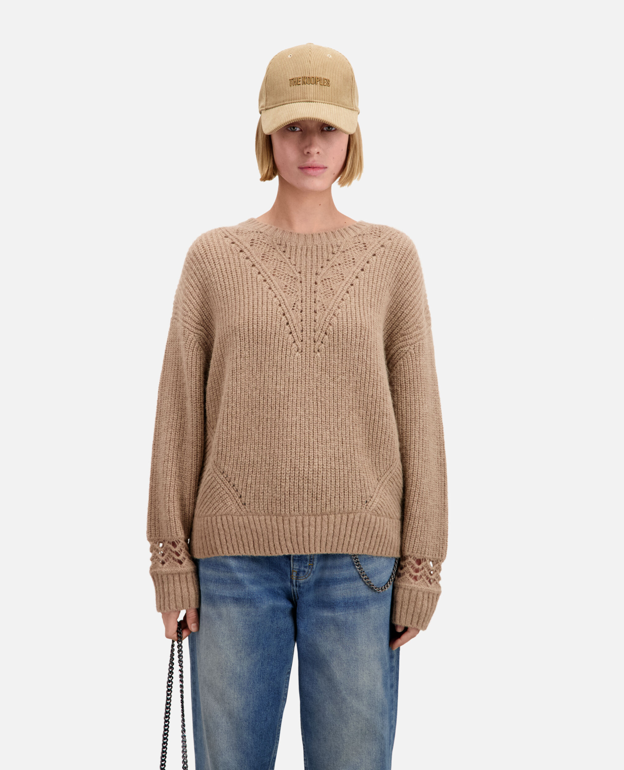 Camelfarbener Pullover aus einer Wollmischung, BROWN-BEIGE, hi-res image number null