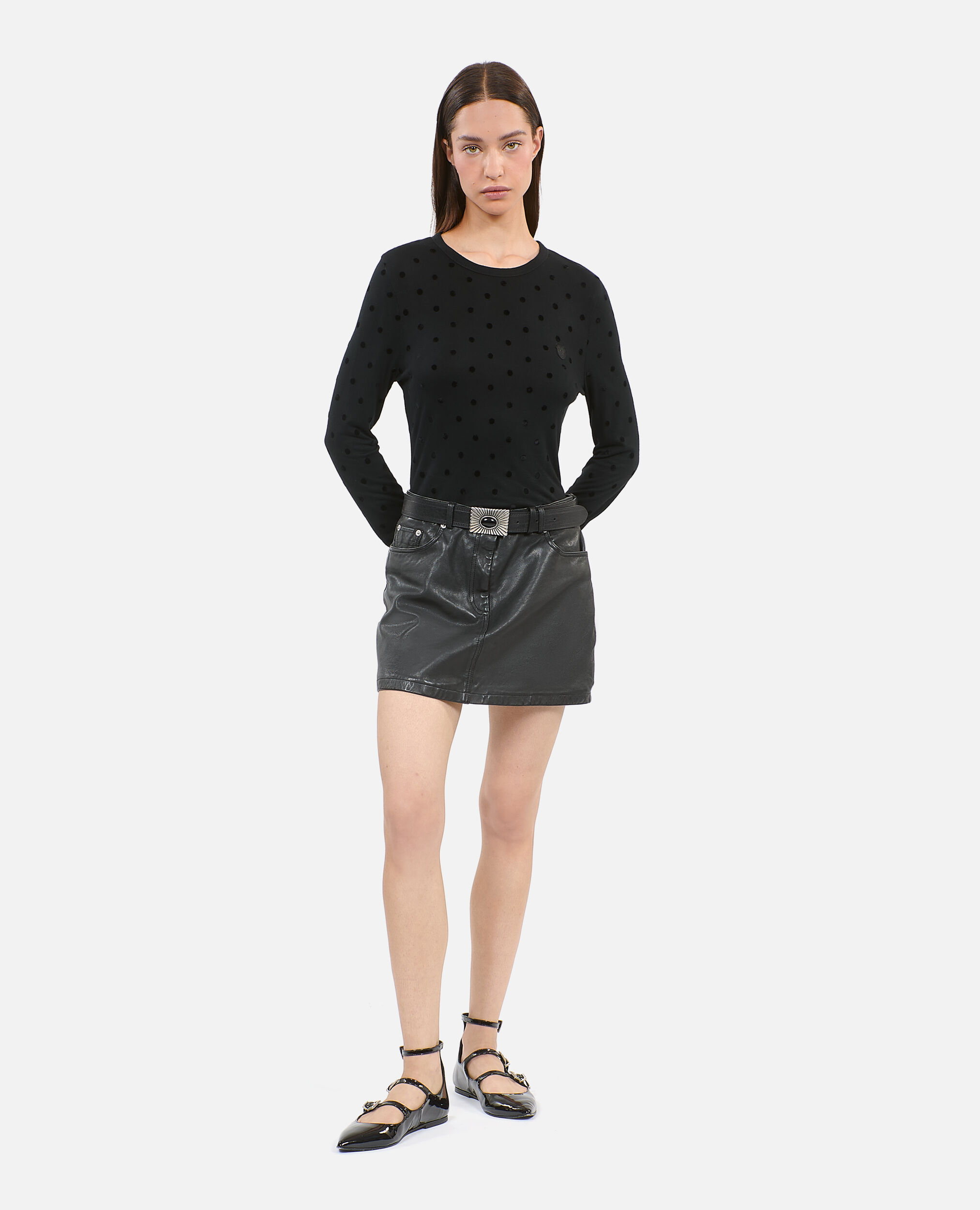 Black long-sleeved t-shirt, BLACK, hi-res image number null