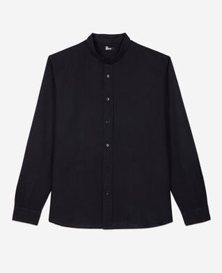 The Kooples HOMME BLACK chemise en coton et lin noire