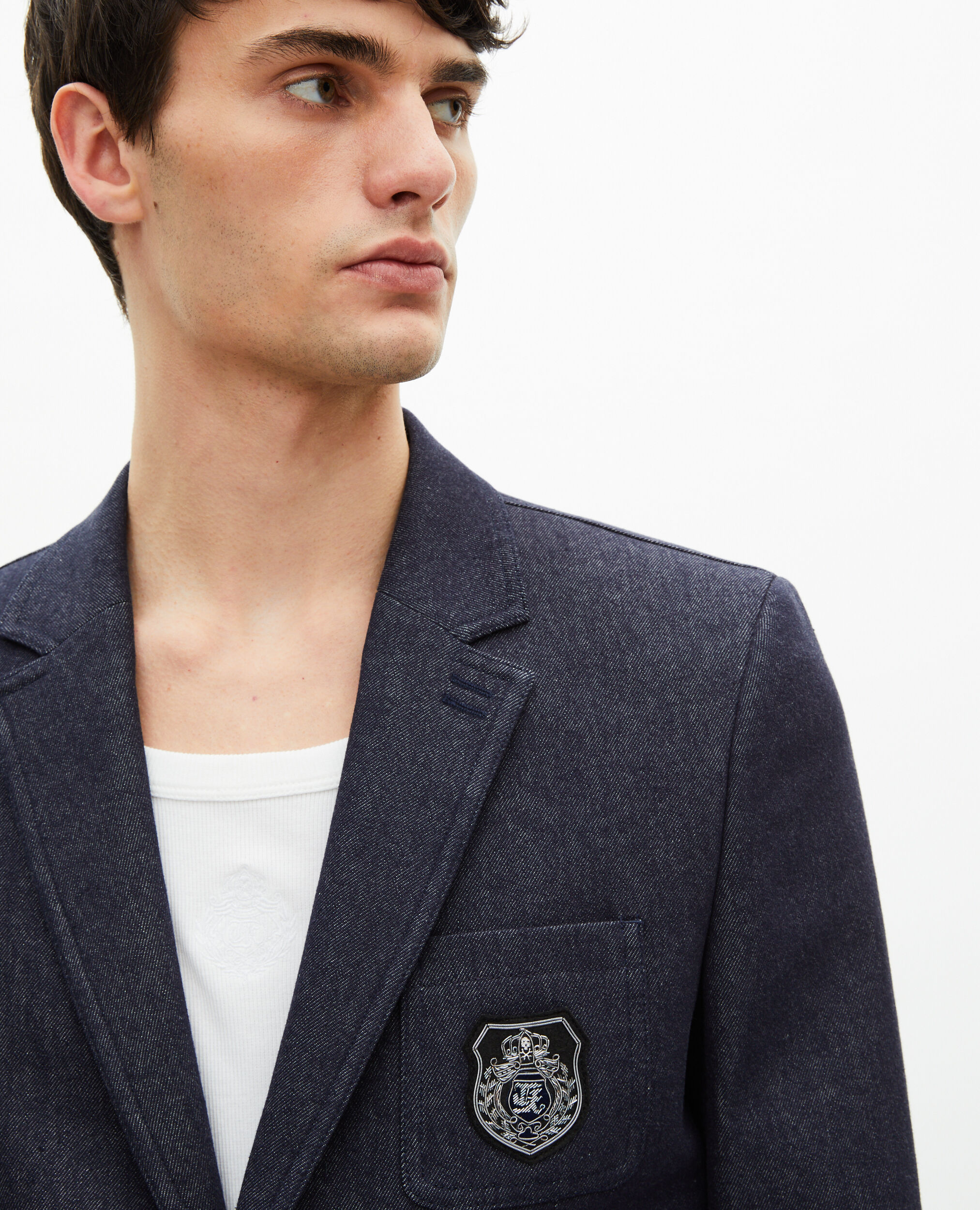 Blue denim-effect suit jacket, NAVY, hi-res image number null