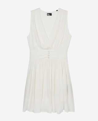 The Kooples FEMME WHITE robe courte tissu crinkle blanche