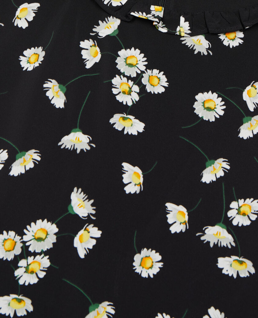 The Kooples WOMEN BLACK WHITE floral printed long dress