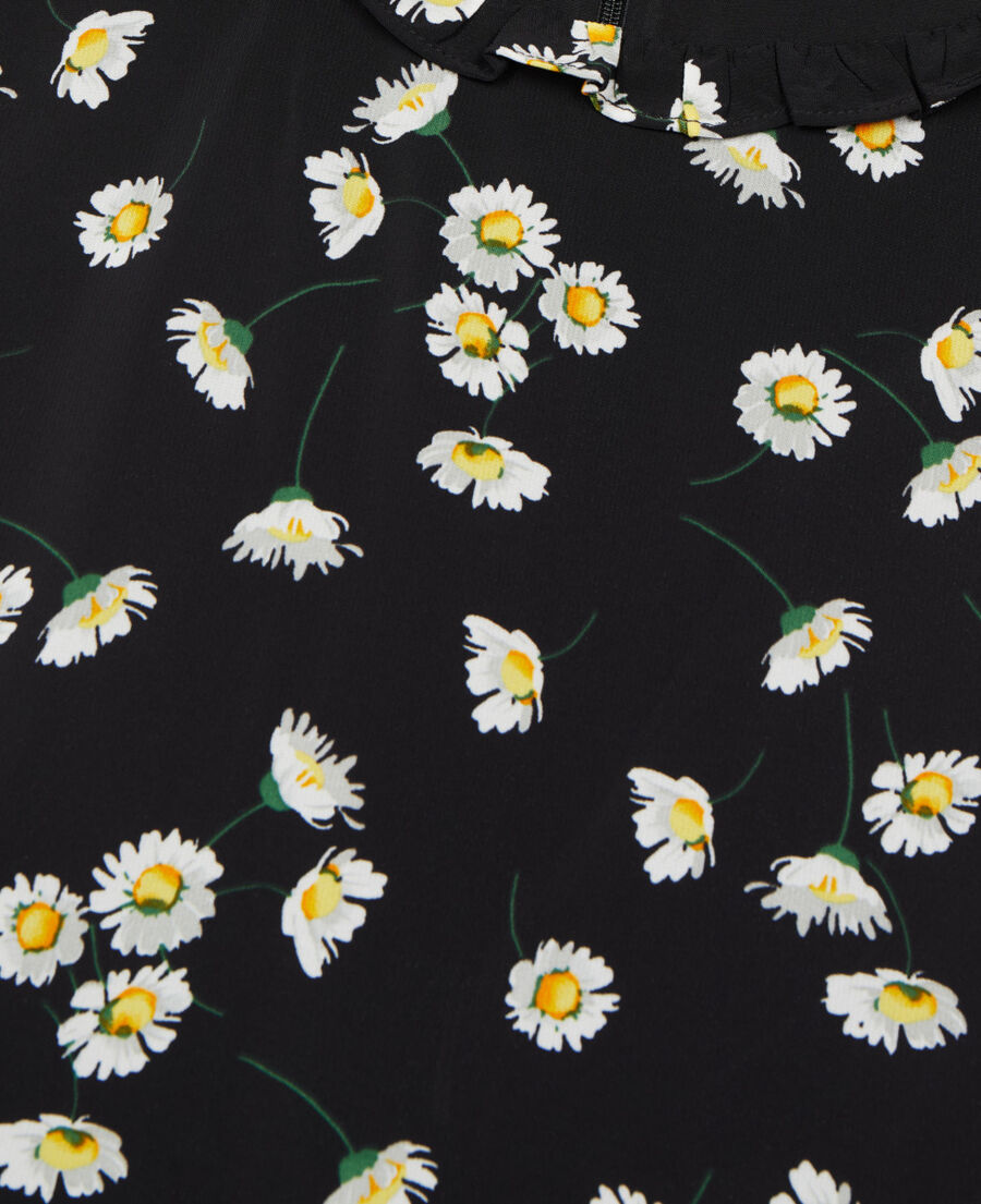 The Kooples WOMEN BLACK WHITE floral printed long dress