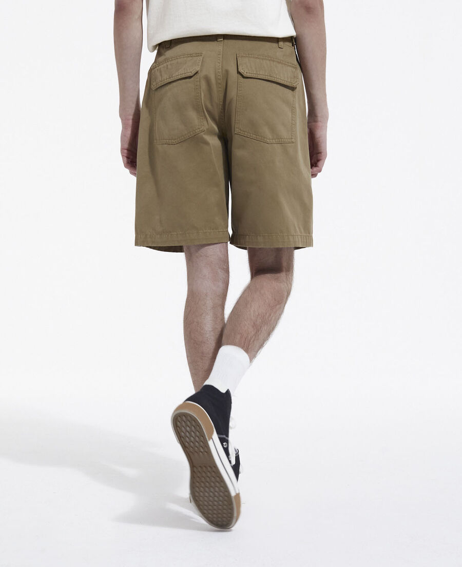 long beige cotton shorts with four pockets
