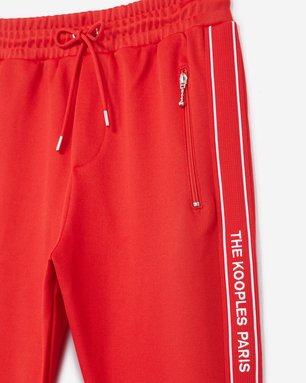 The Kooples HOMME RED bas de jogging skinny rouge avec bande rouge et logo et zip