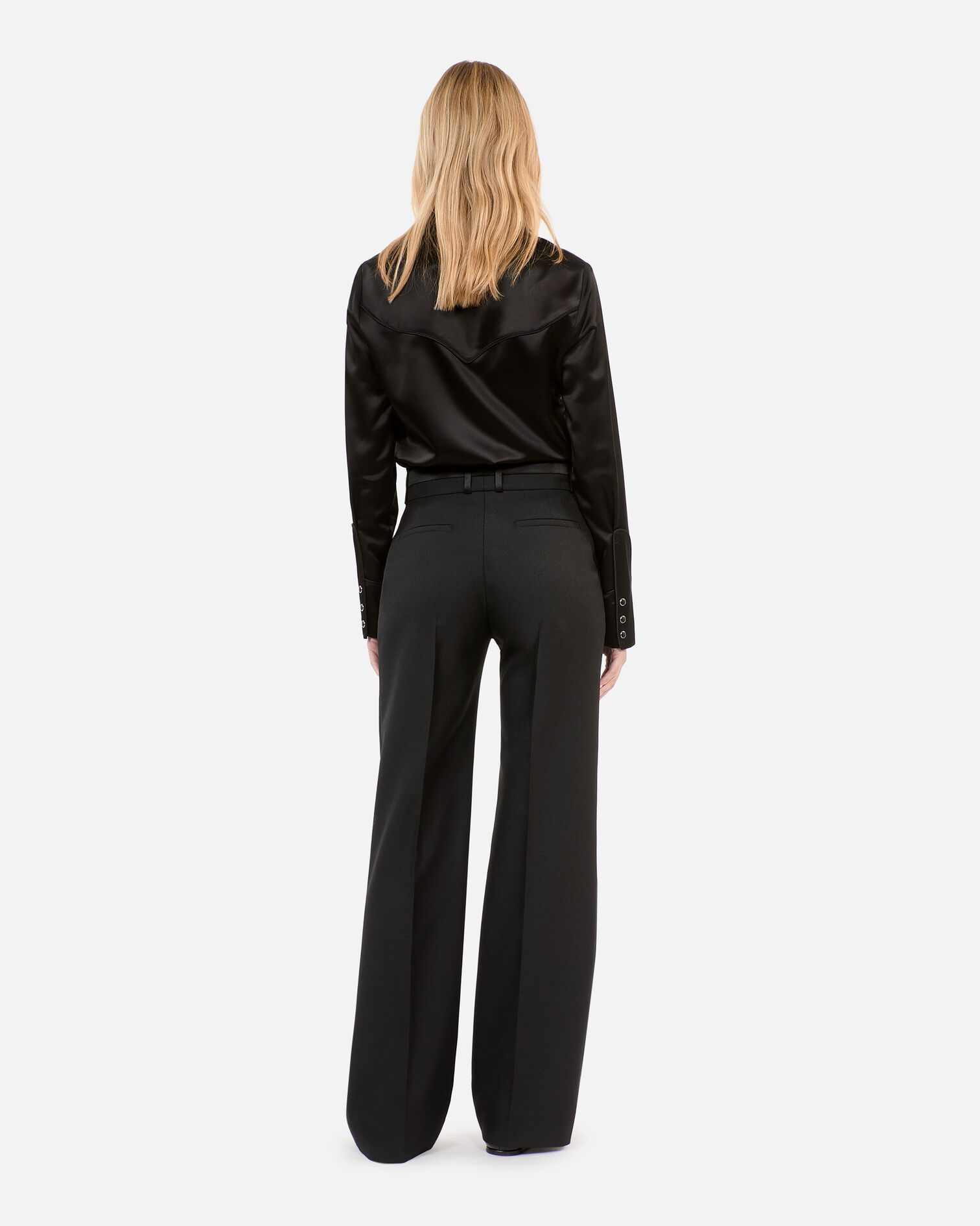 Black wide-leg suit trousers, BLACK, hi-res image number null