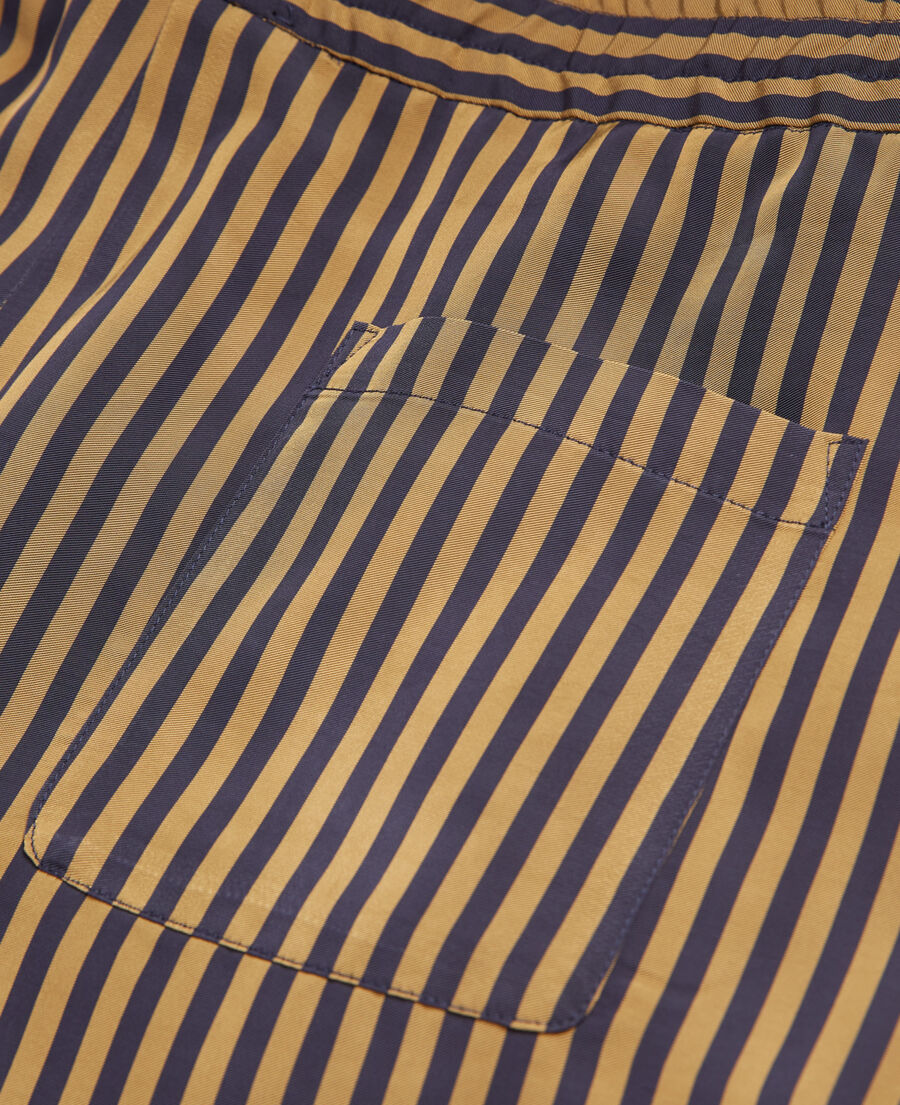flowing straight-cut striped blue pants