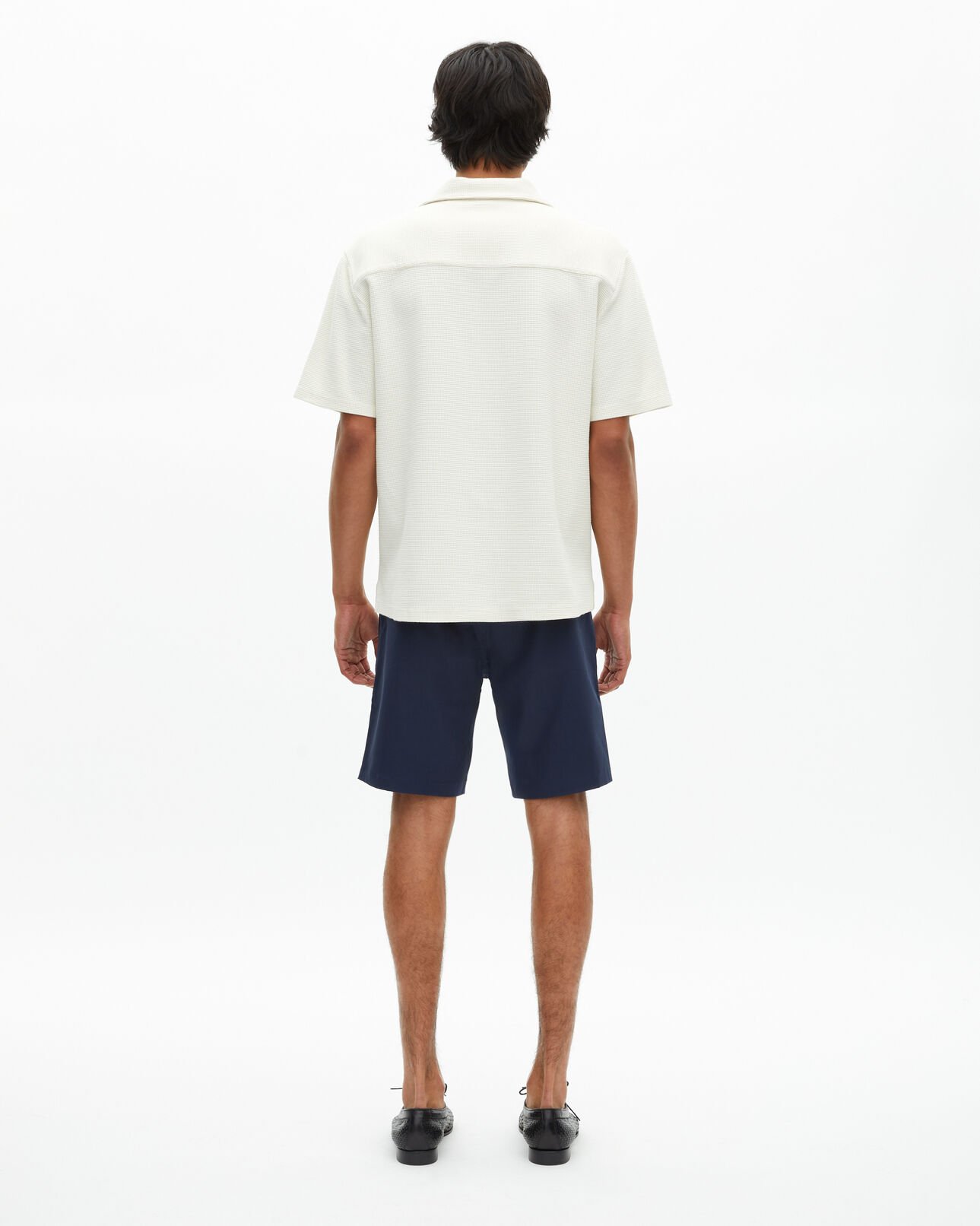 The Kooples HOMME ECRU chemise manches courtes nid d'abeille écrue