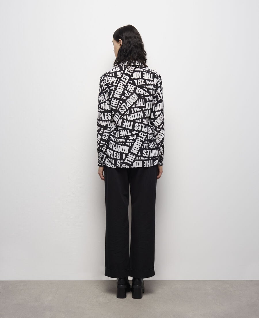 The Kooples WOMEN BLACK / WHITE flowing shirt with tape logo