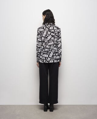 The Kooples WOMEN BLACK / WHITE flowing shirt with tape logo