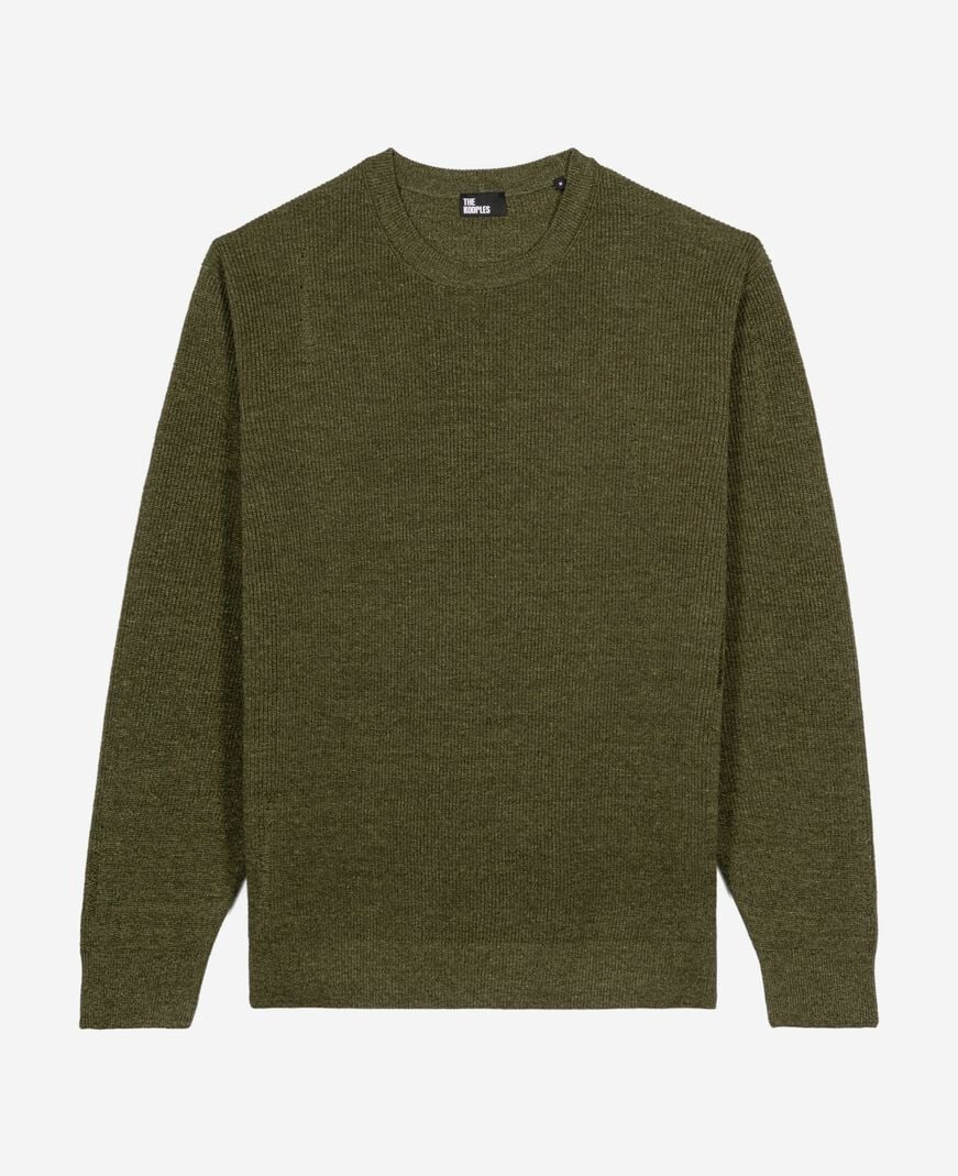 The Kooples H OLIVE KAKI khaki wool and linen sweater