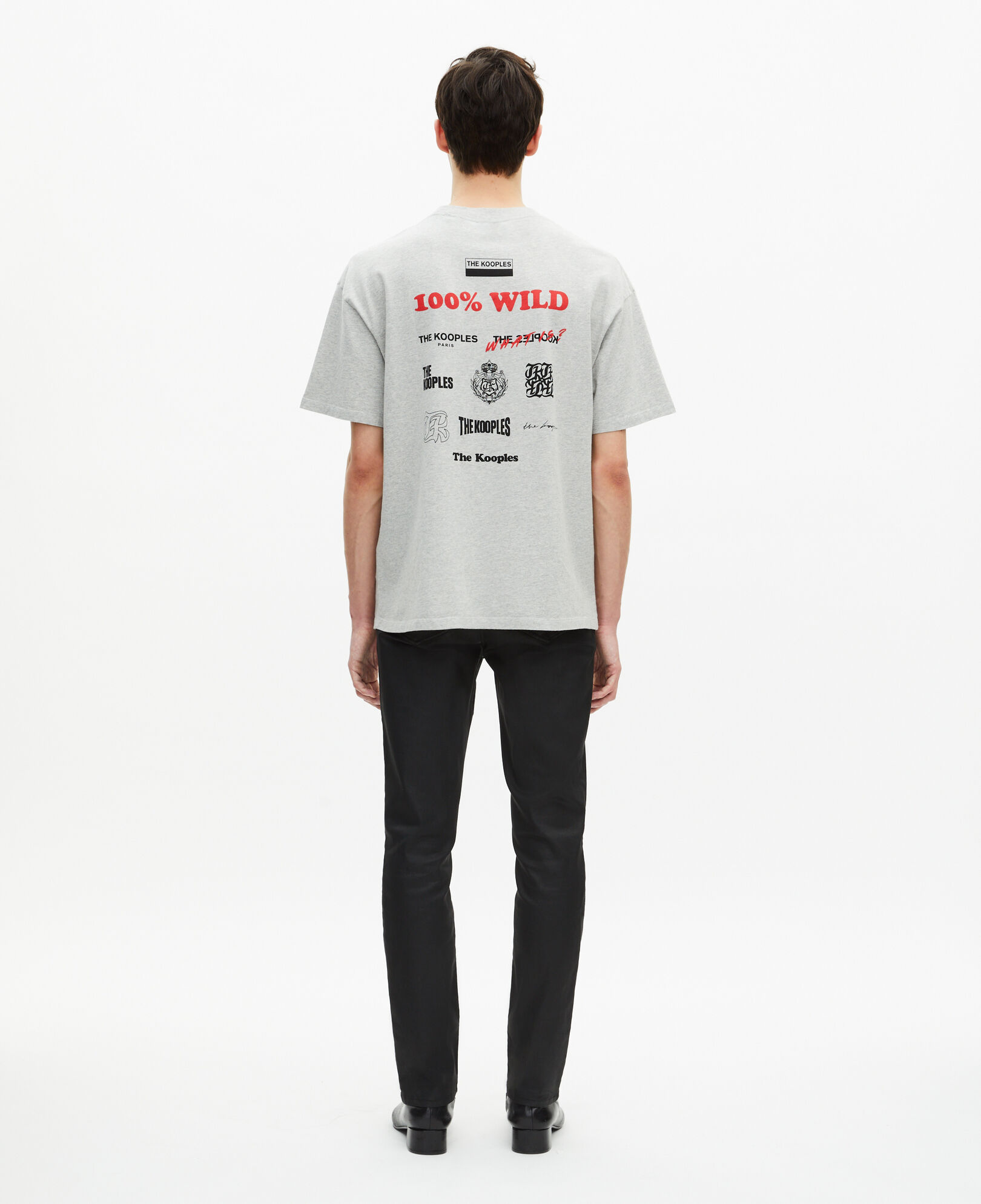 The Kooples MEN LIGHT GREY MELANGE gray screen print t-shirt