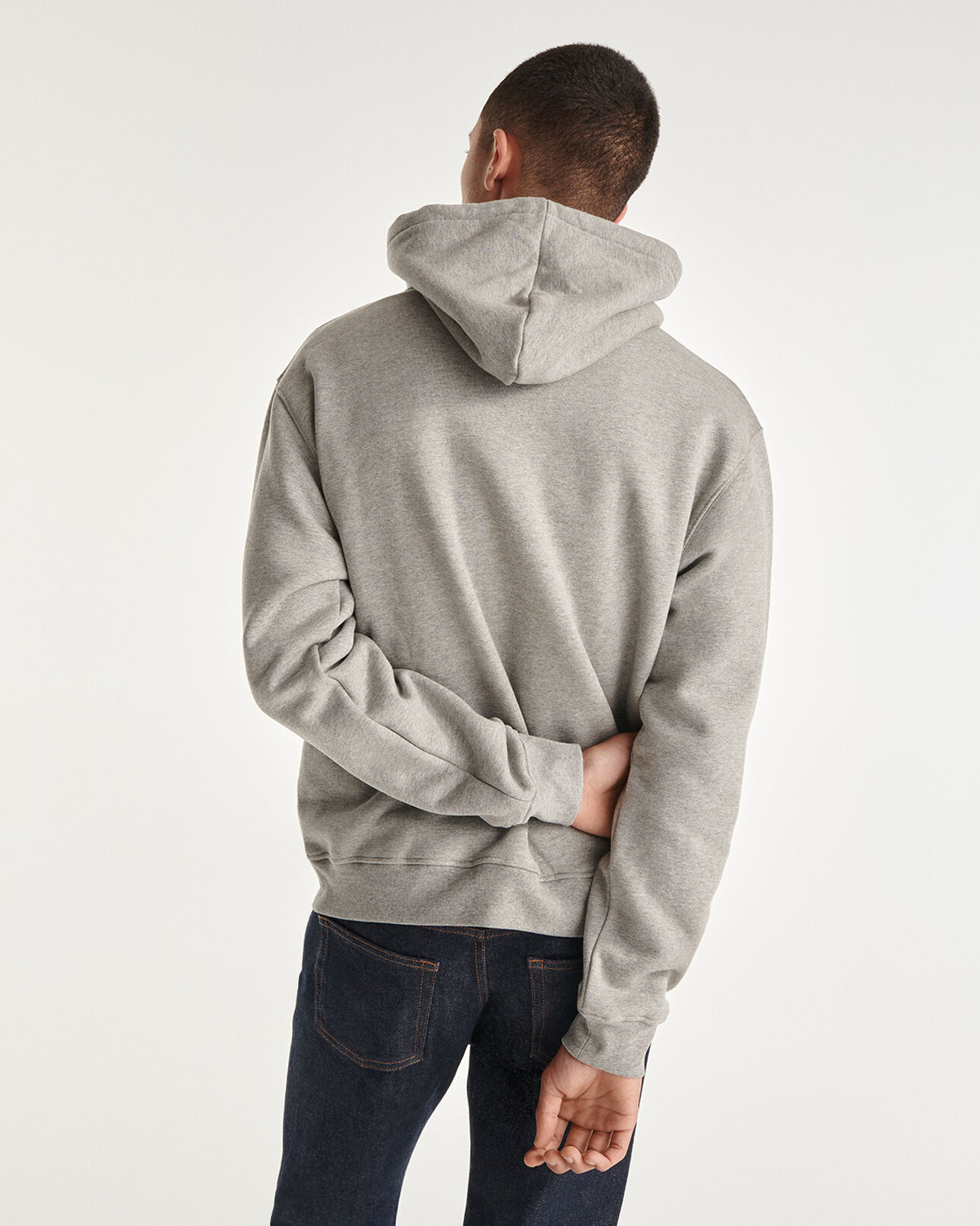 The Kooples HOMME GREY MELANGE sweat capuche coton gris à logo argenté