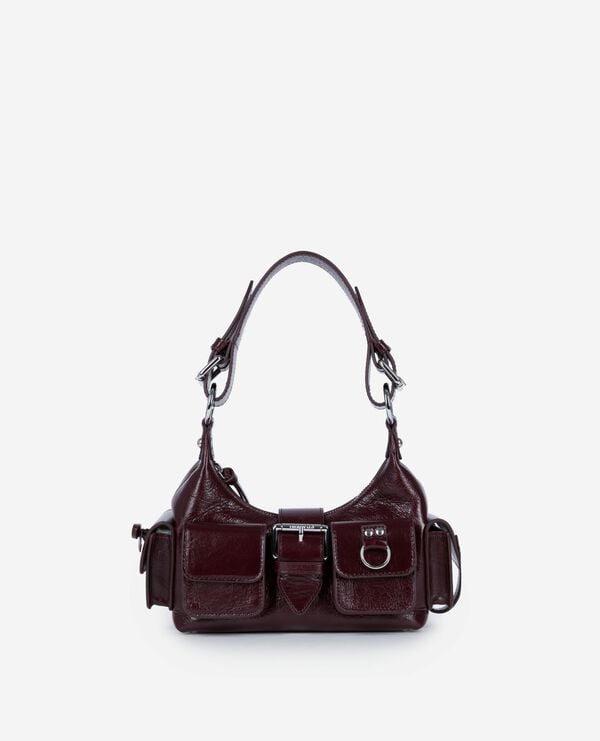 The Kooples FEMME BORDEAUX sac amelia small en cuir craquelé bordeaux