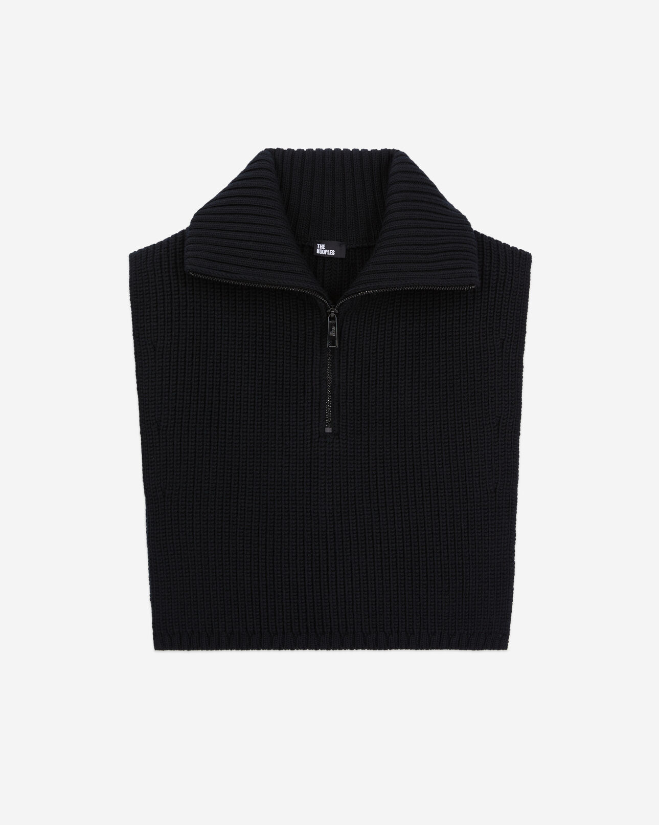 The Kooples FEMME BLACK col écharpe noir en laine côtelée