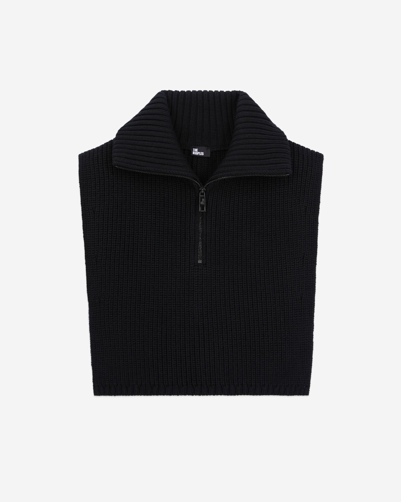 The Kooples FEMME BLACK col écharpe noir en laine côtelée