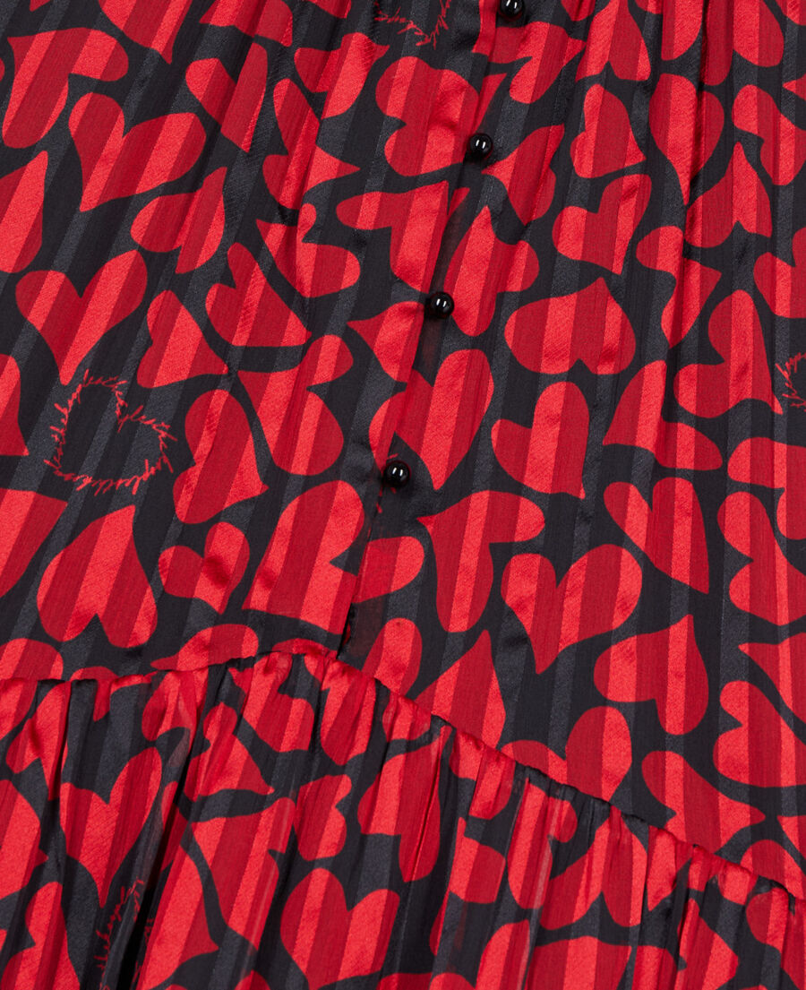 The Kooples F BLACK - RED short pleated heart print dress