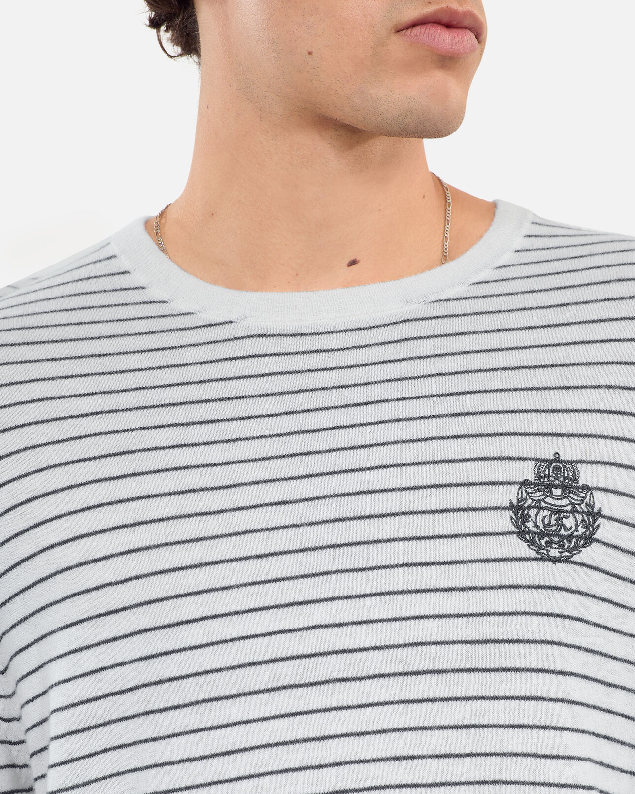 The Kooples HOMBRE WHITE / BLUE jersey escudo rayas lana cachemira