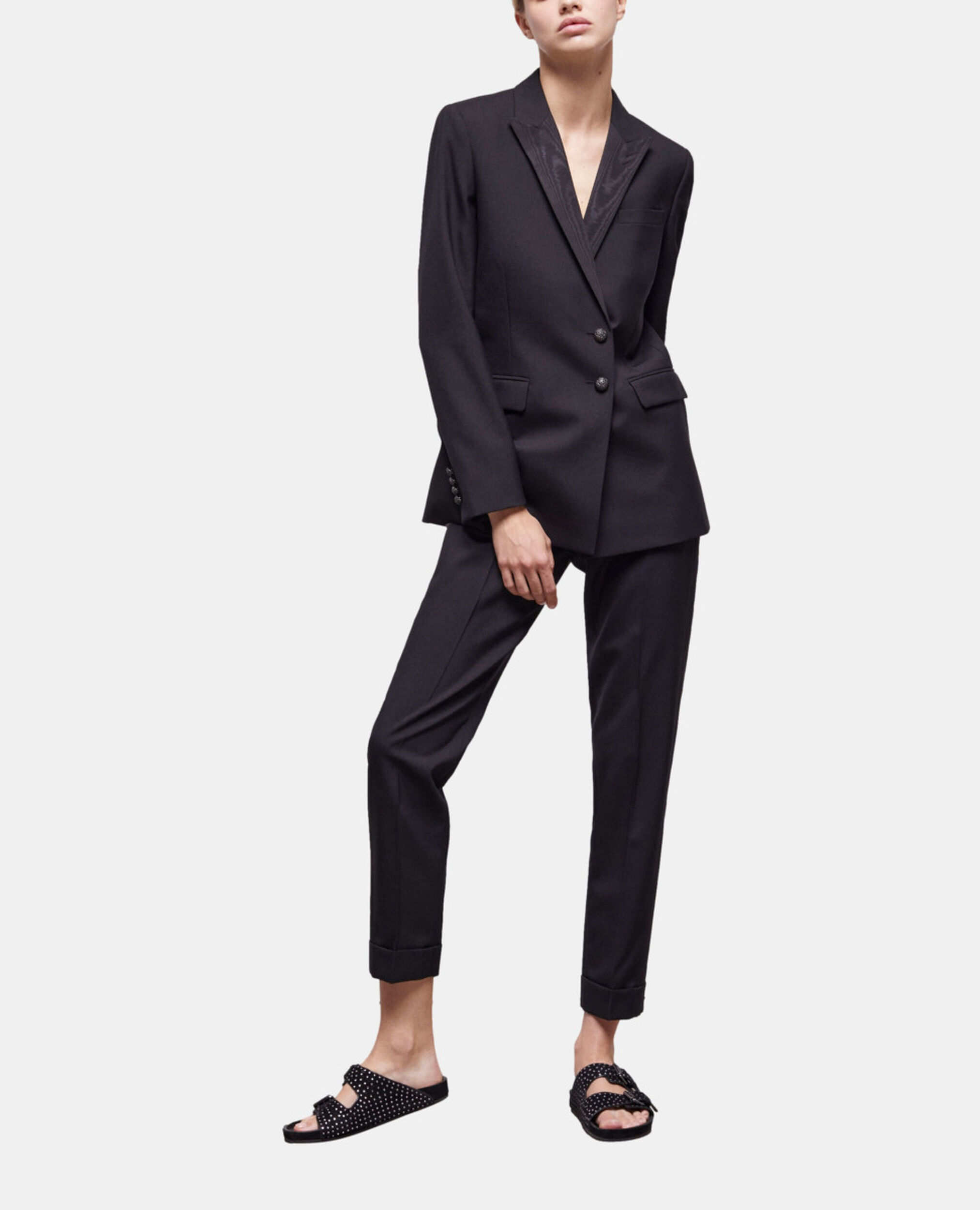 Black wool suit jacket, BLACK, hi-res image number null
