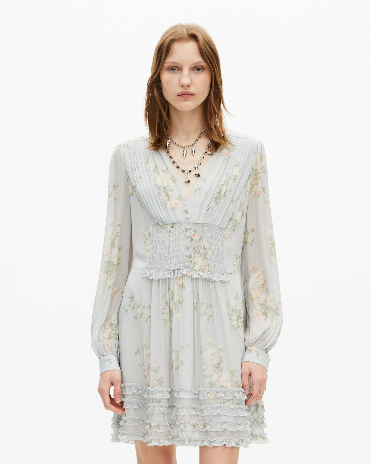 The Kooples DAMEN BLUE kurzes kleid mit blumendruck blau