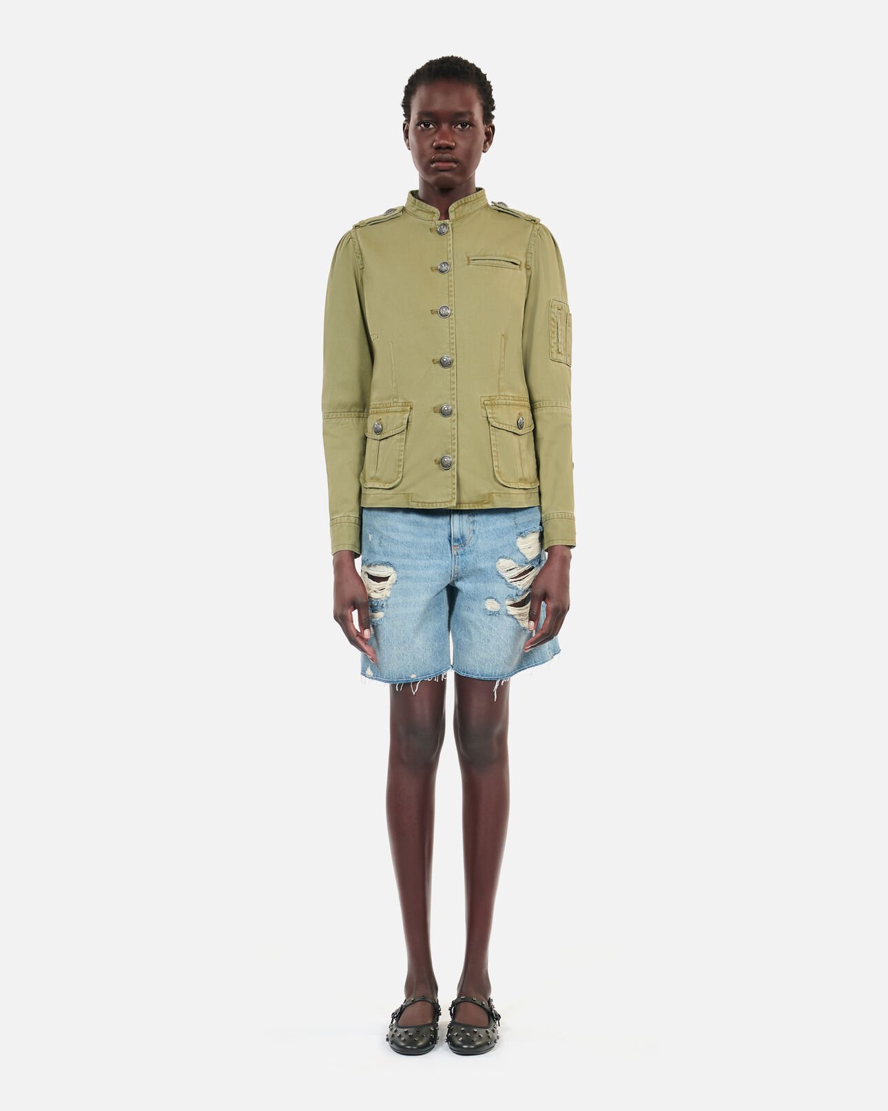 The Kooples FEMME OLIVE NIGHT veste style officier kaki