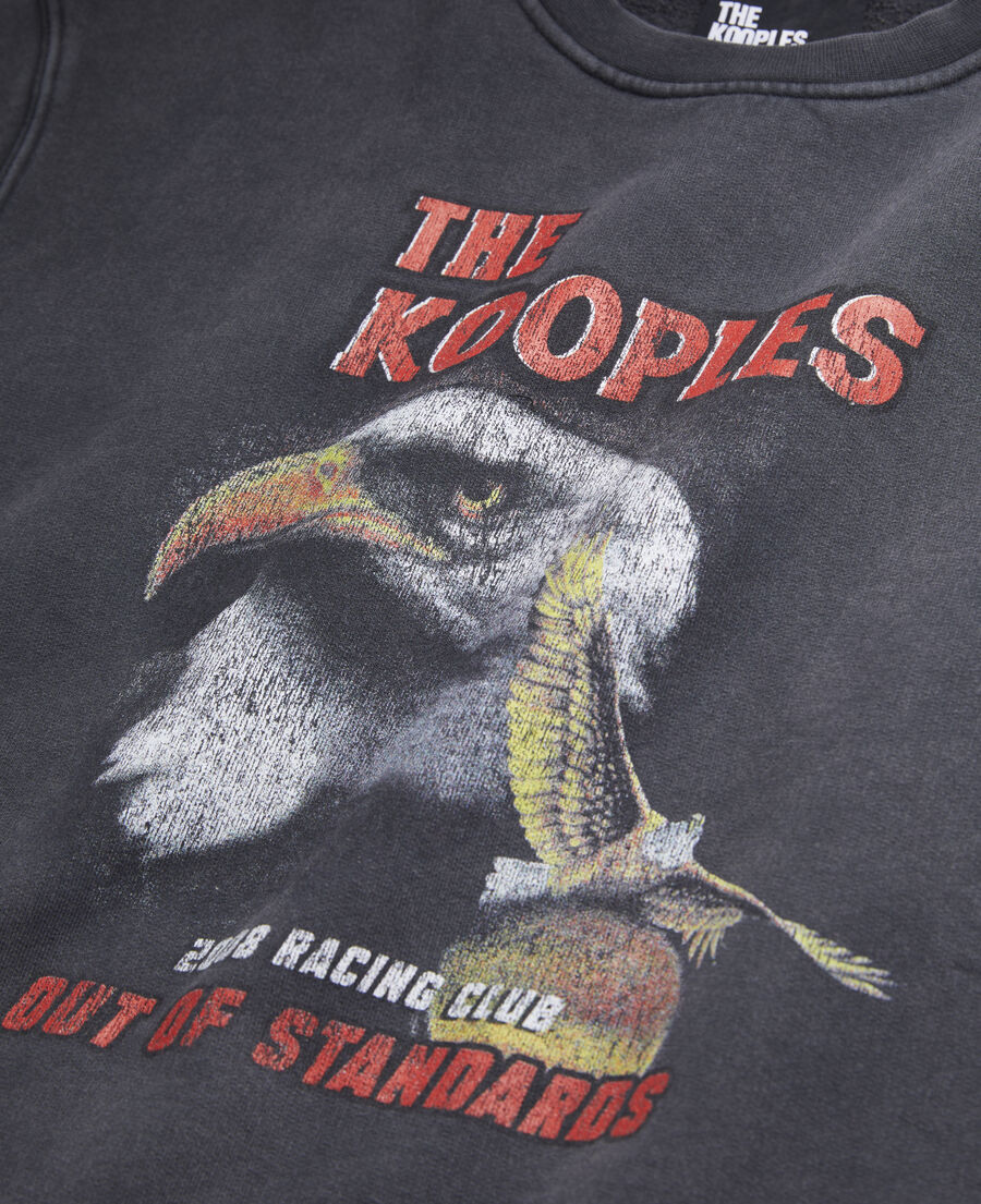 black sweatshirt with eagle serigraphy 