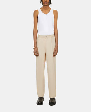 The Kooples H BEIGE beige cotton and linen trousers with pleats