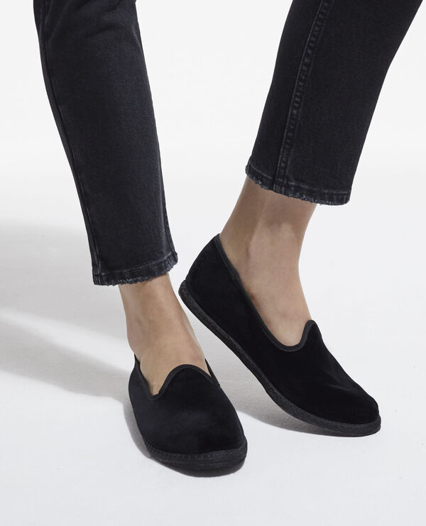 black suede leather slippers