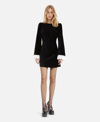 The Kooples WOMEN BLACK short black velvet dress