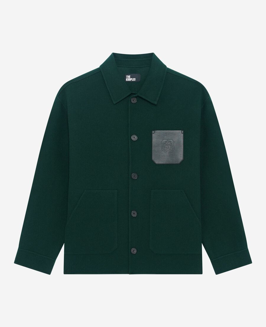The Kooples HOMME BOTTLE GREEN surchemise en laine vert foncé