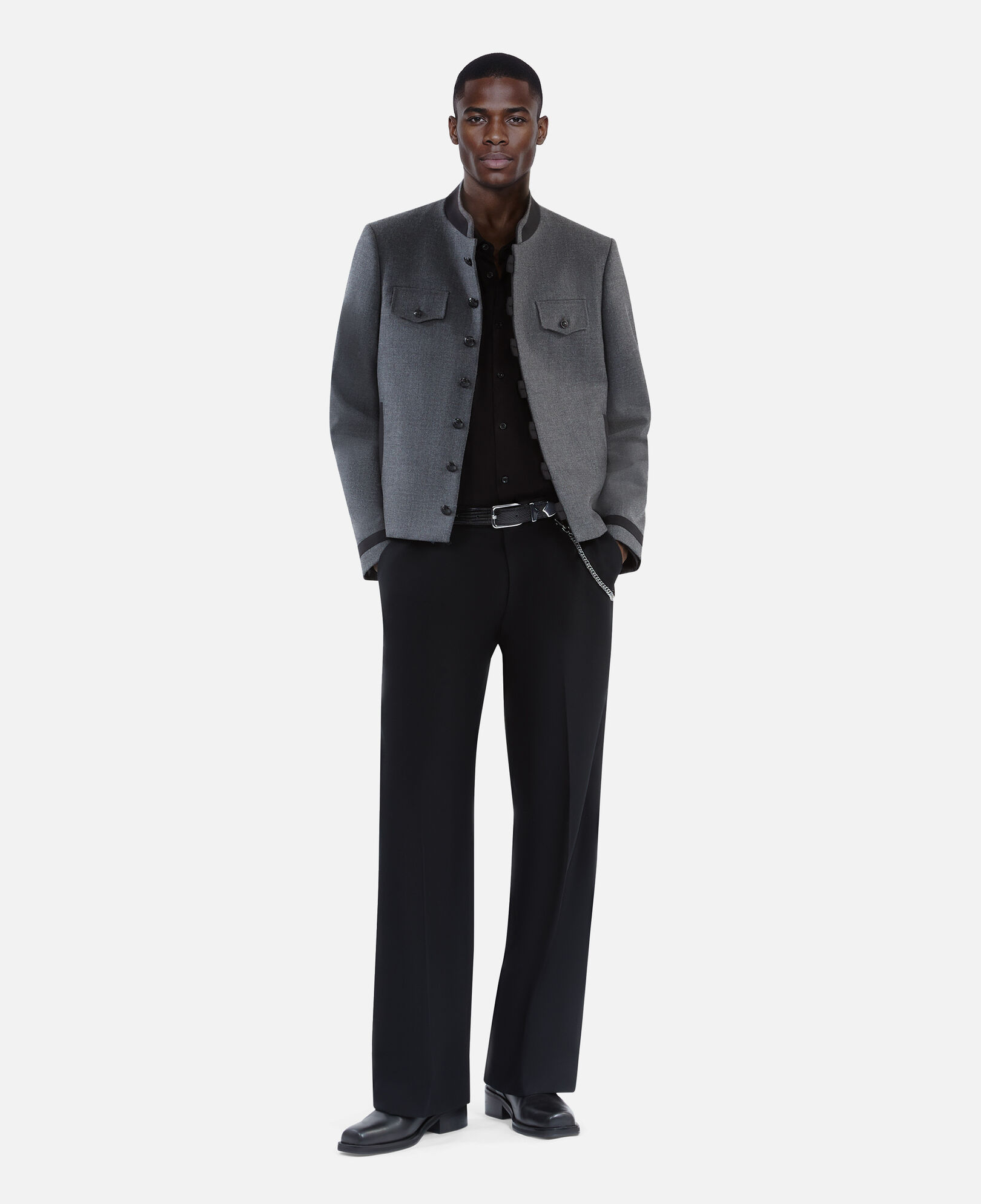 The Kooples MEN DARK GREY gray wool officer-style jacket