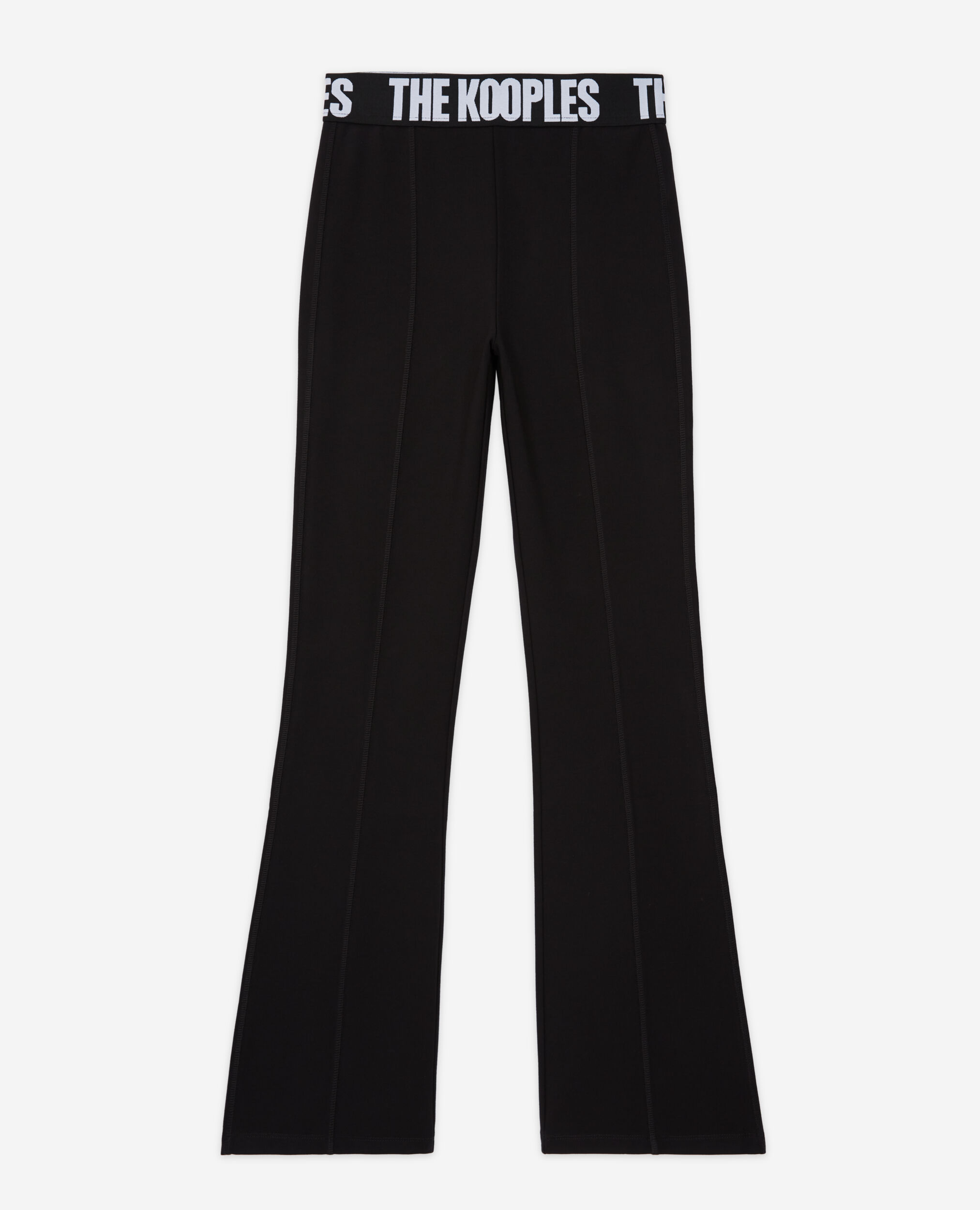 Schwarze ausgestellte Hose mit Logo, BLACK, hi-res image number null