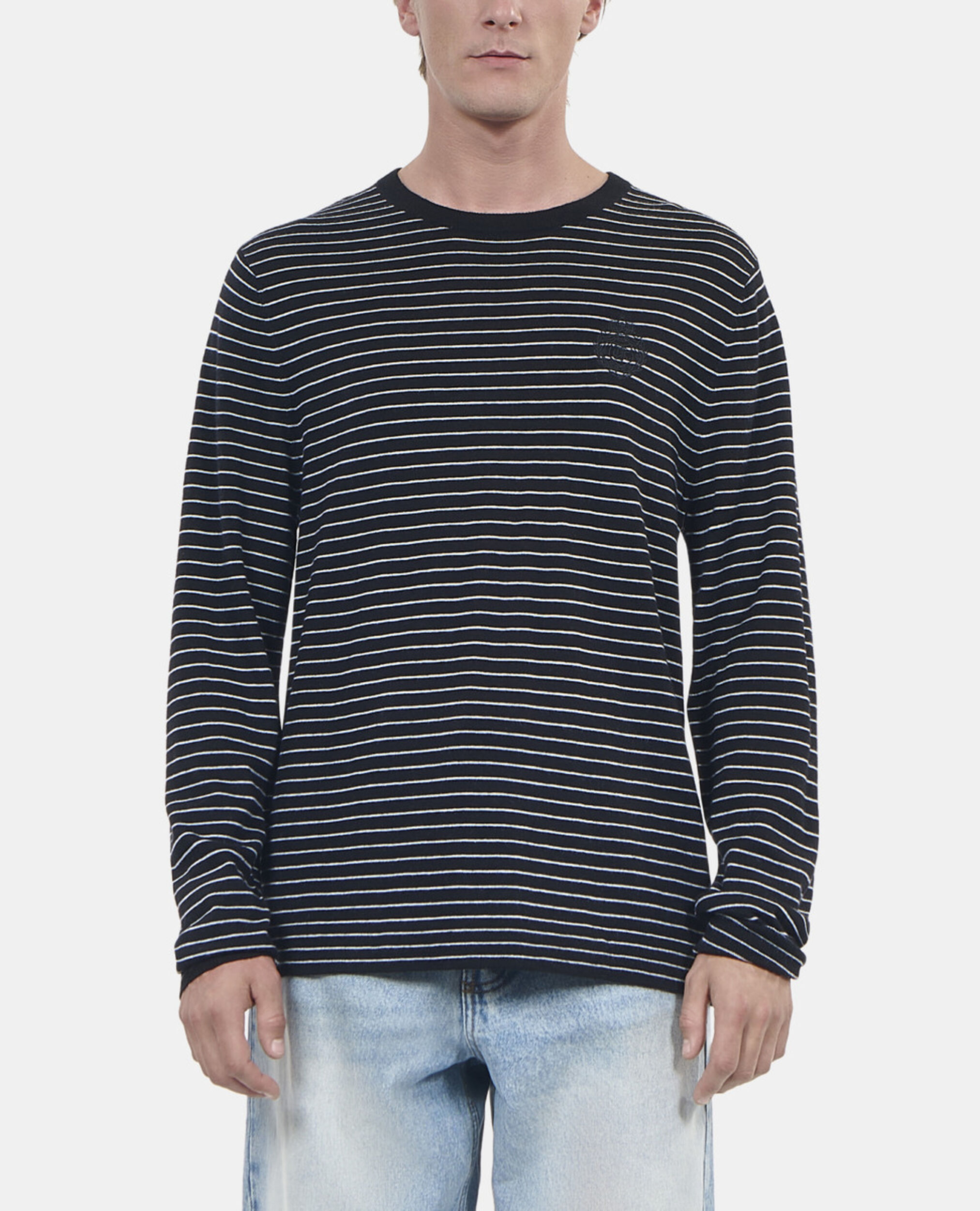 Striped wool sweater, BLACK / WHITE, hi-res image number null