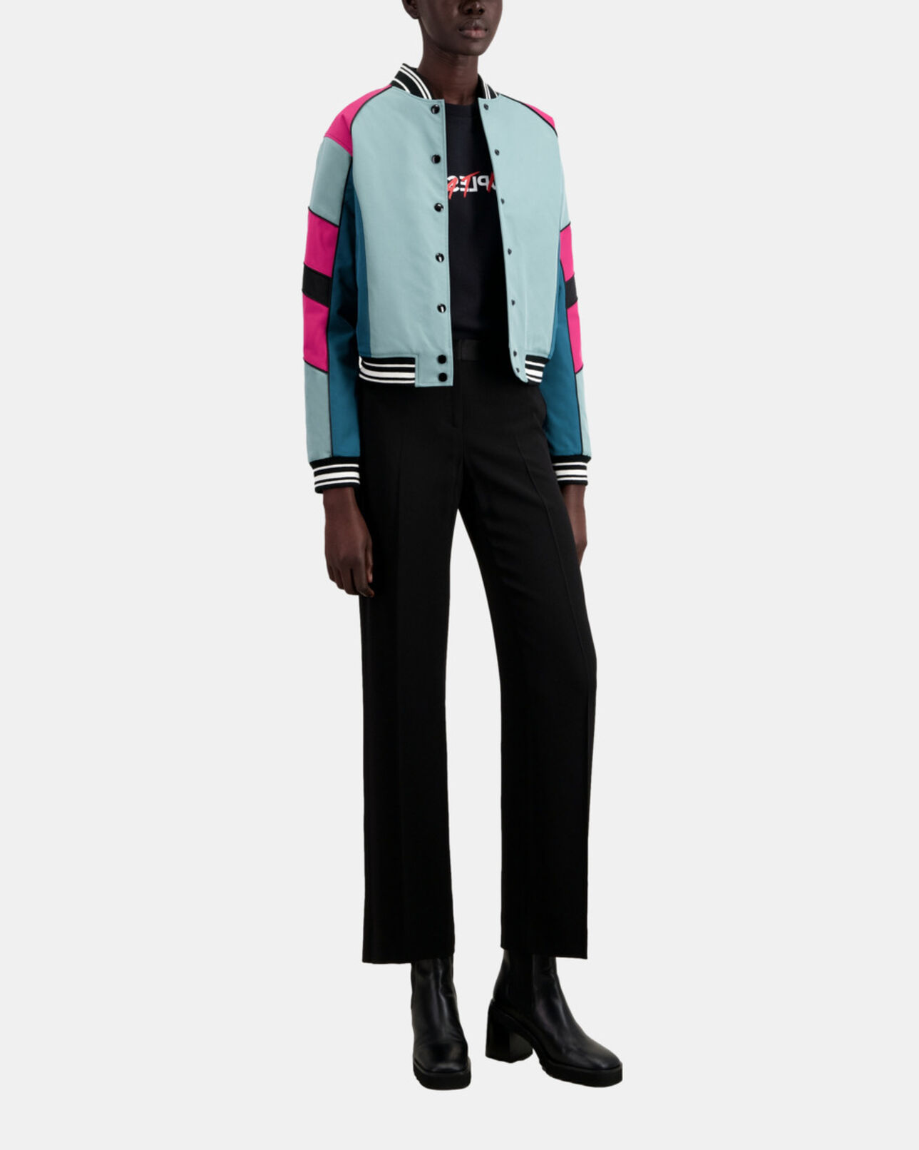 The Kooples WOMEN CELADON short jacket with multicoloured patchwork