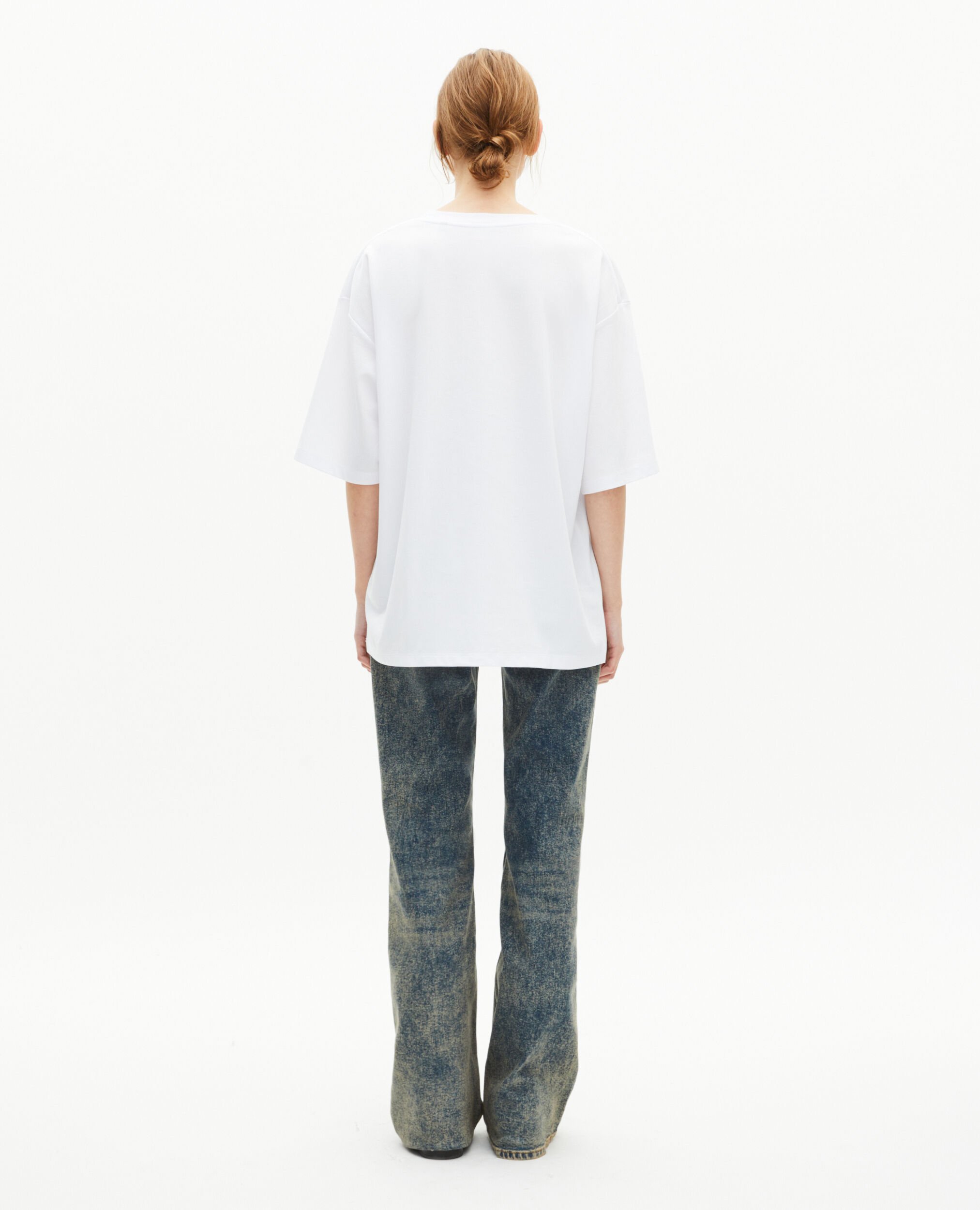 Unisex loose plain white T-shirt, WHITE, hi-res image number null