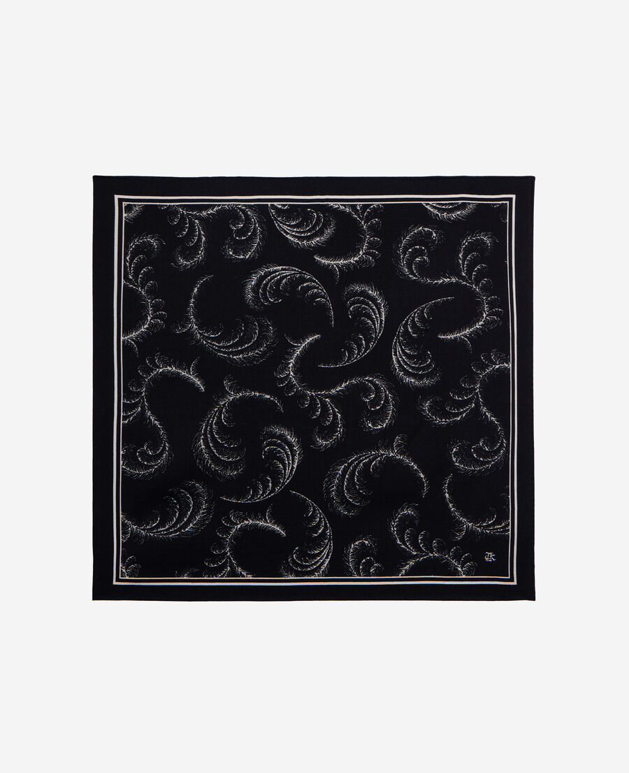The Kooples WOMEN BLACK WHITE printed scarf in black wool and silk