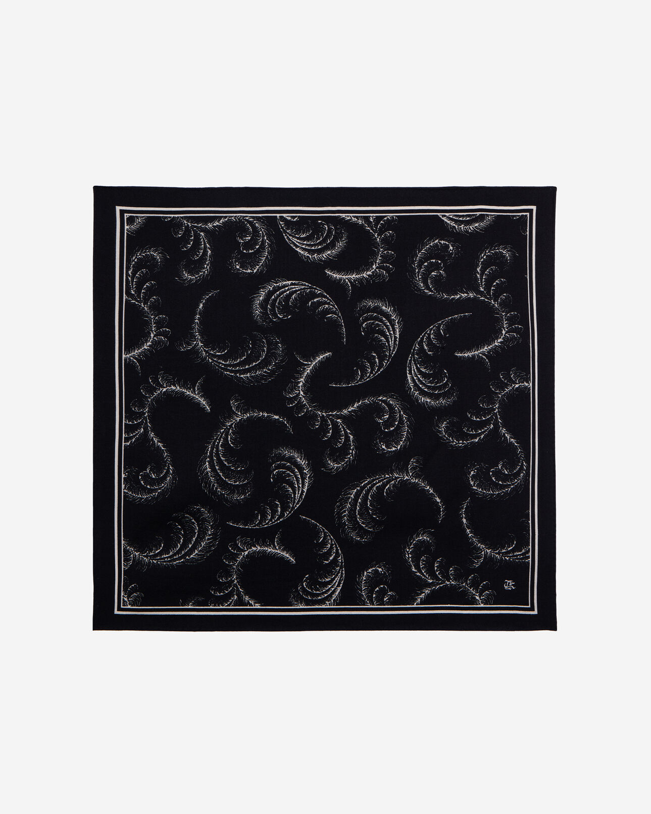 The Kooples WOMEN BLACK WHITE printed scarf in black wool and silk