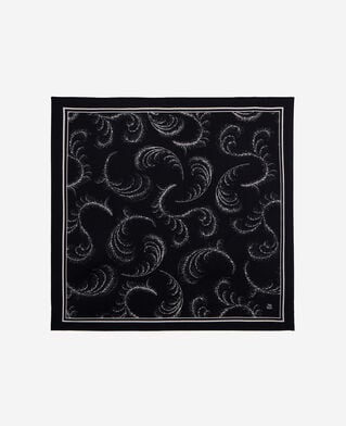 The Kooples WOMEN BLACK WHITE printed scarf in black wool and silk