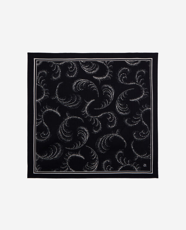 The Kooples F BLACK WHITE printed scarf in black wool and silk
