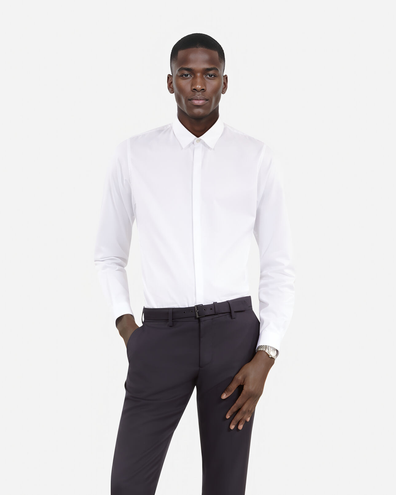 The Kooples MEN WHITE white cotton shirt with classic collar