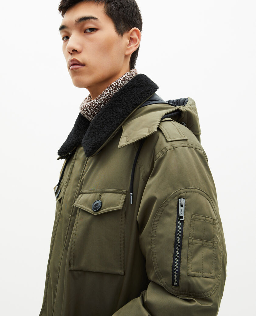 The Kooples HOMME KAKI parka à traitement déperlant avec col sherpa kaki